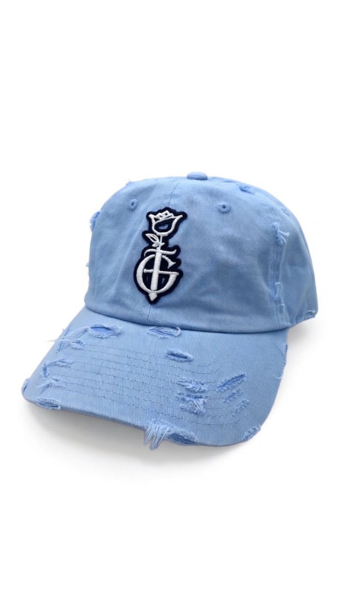 GENTE FINA ROSE MONOGRAM DISTRESSED CAP
