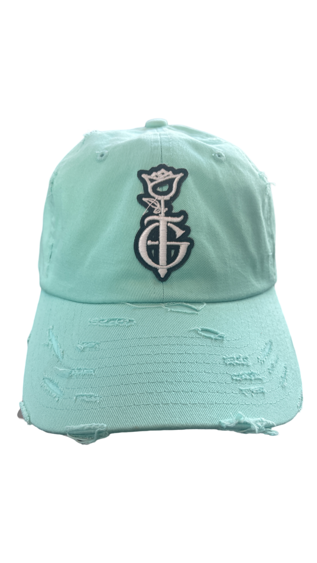 GENTE FINA ROSE MONOGRAM DISTRESSED CAP
