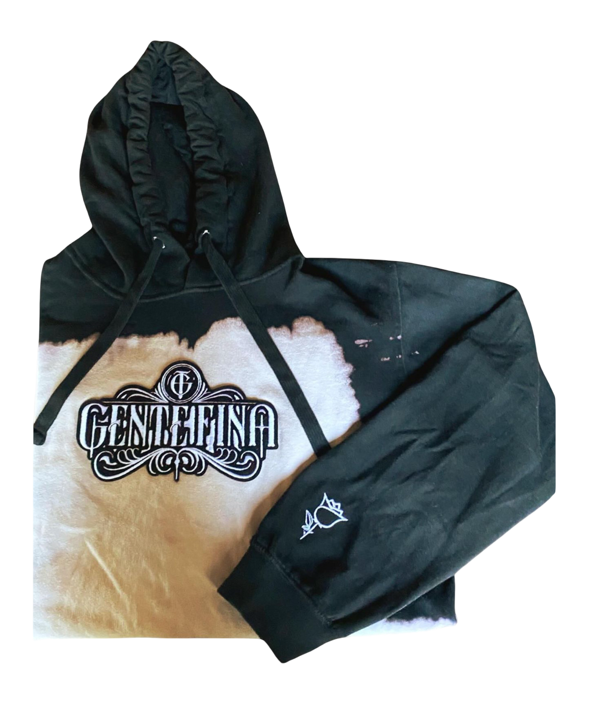 GENTE FINA Chenille Patch Embroidered Hoodie Sweater