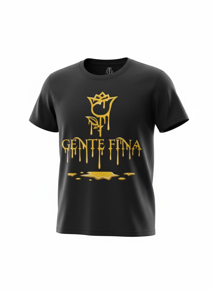 GENTE FINA "DRIPPY" GOLD ROSE T-SHIRT